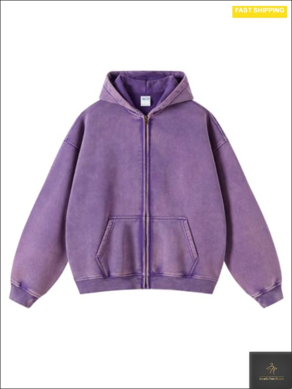 Unisex Zip Up Hoodie Oversized Long Sleeve Acid Wash Y2K Jacket with Pockets